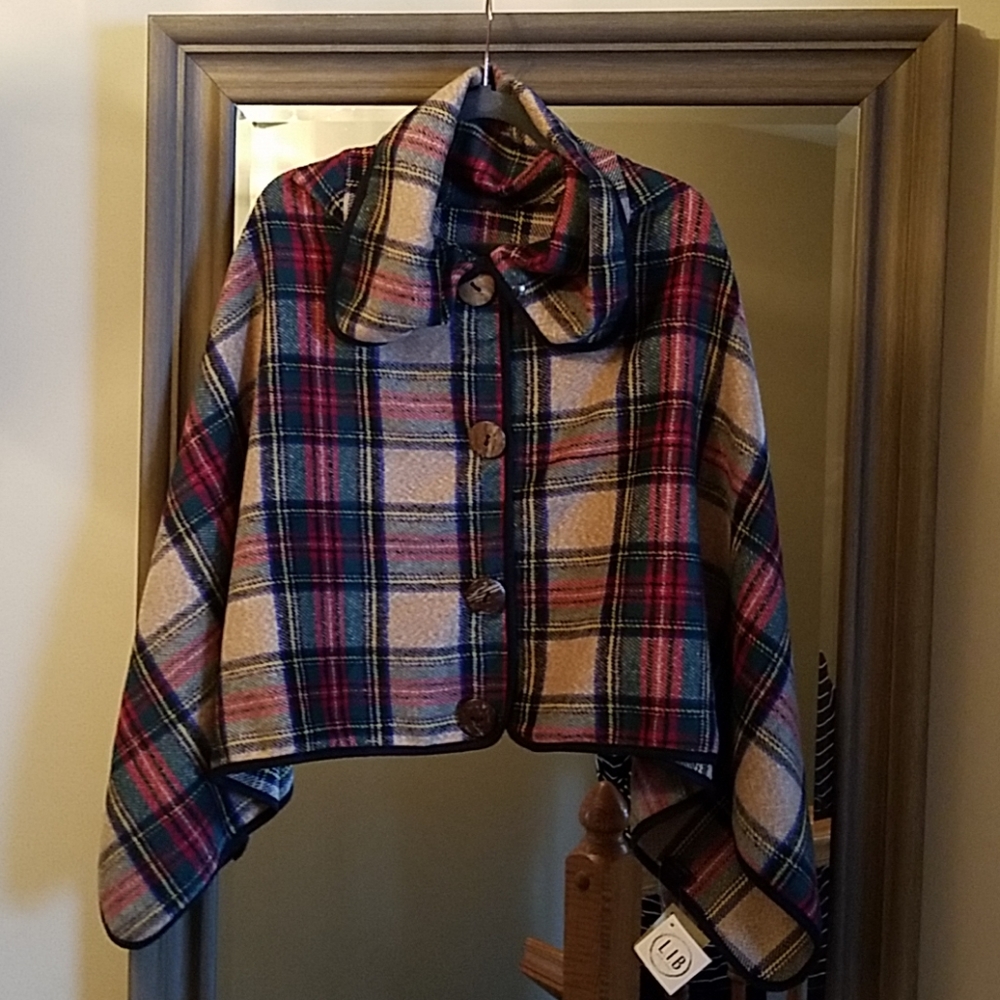 Plaid poncho